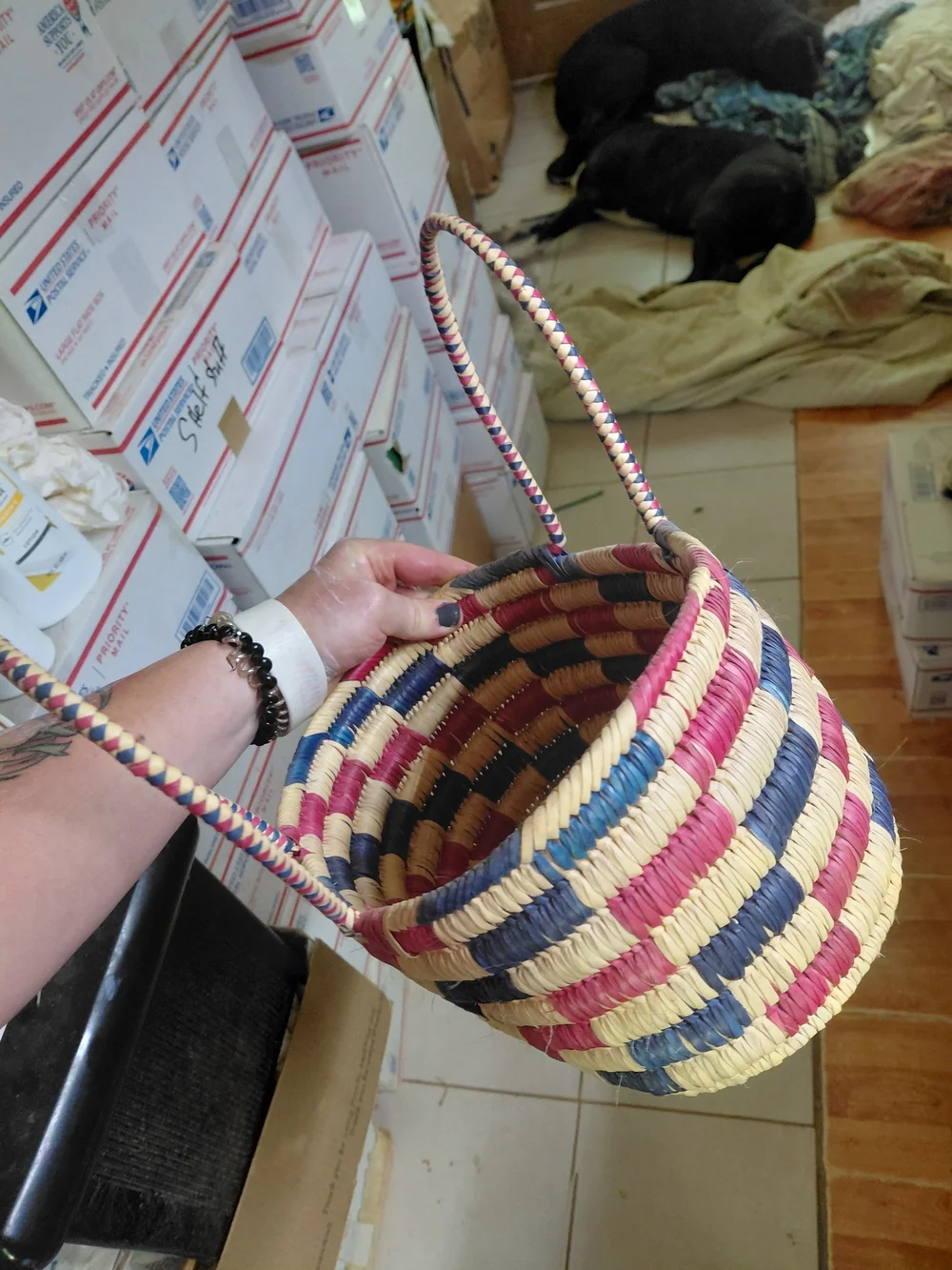 authentic handwoven Bolga market basket from Ghana